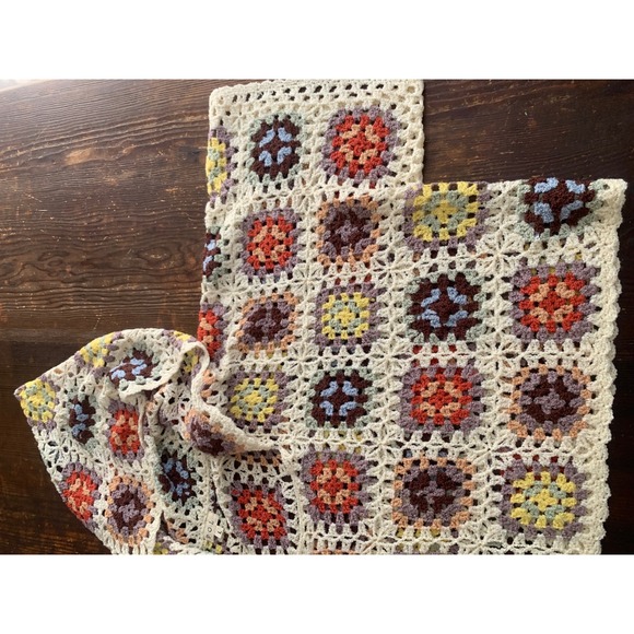 POL Hooded Patchwork Crochet Sweater Granny Square Multi Color FST166C Large - Picture 6 of 8